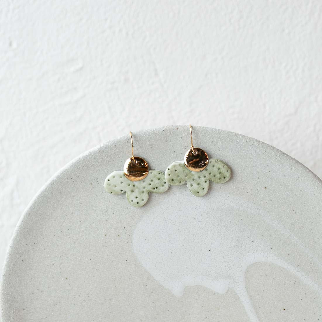 Moss green flower earring | GOLD | Gold filled hook | EARRING