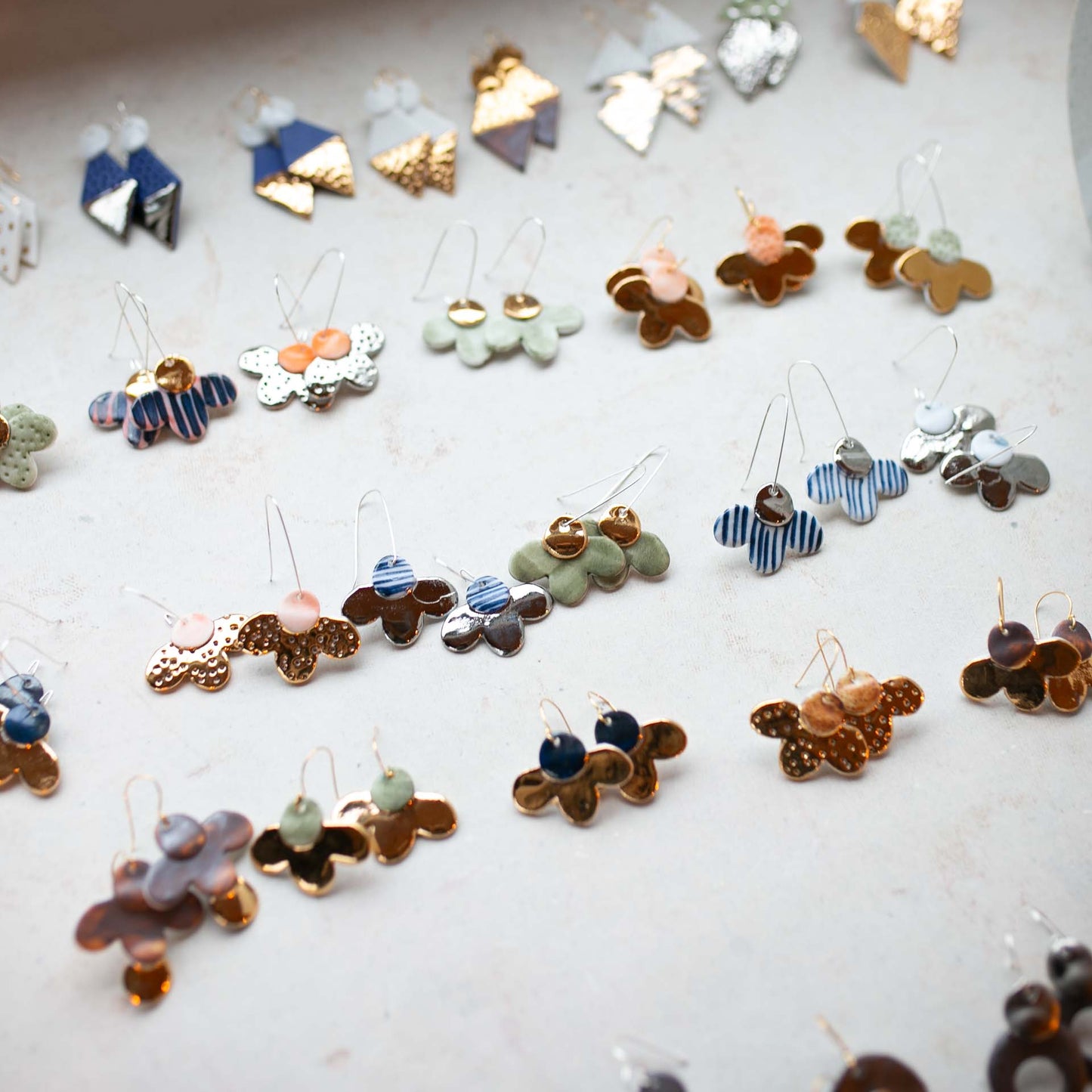 Pink gold perforated flower earring | GOLD | Sterling silver hook | EARRING