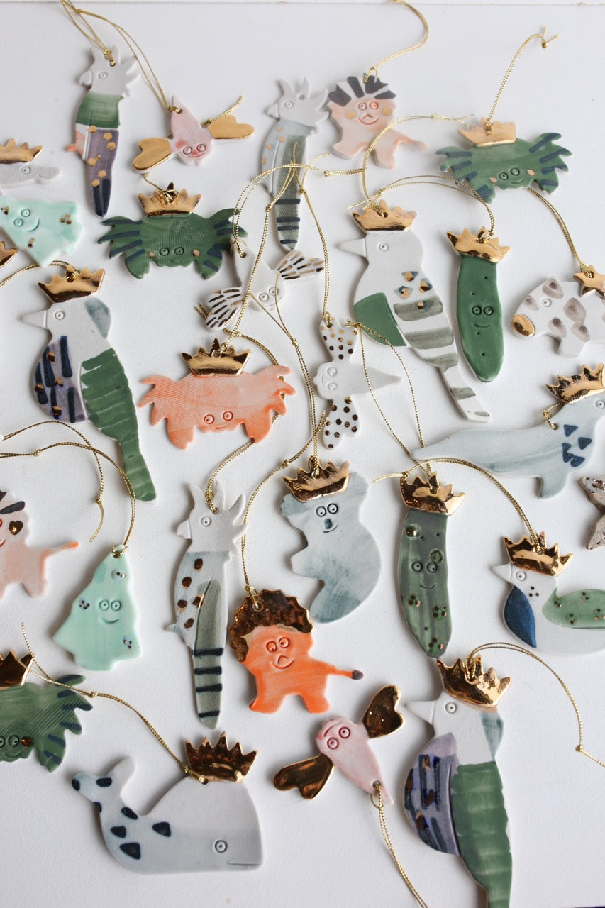 King pickle | Porcelain Ornament | Gold crown