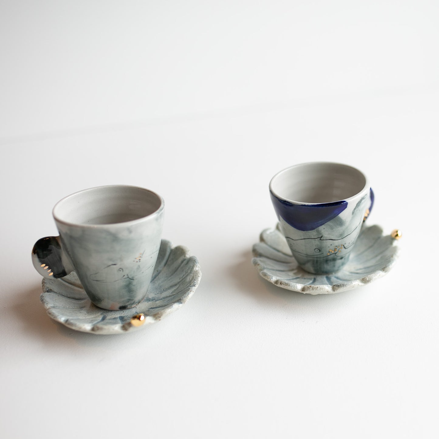 Sarah and Tilly whale 2 piece espresso set cup GOLD