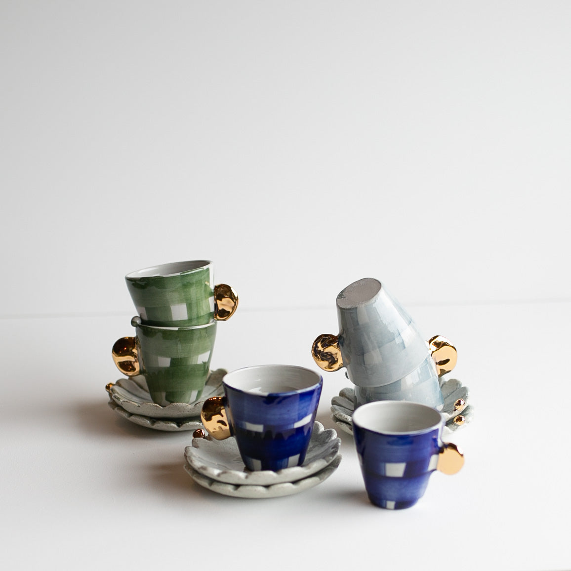 Sarah and Tilly whale 2 piece espresso set cup GOLD