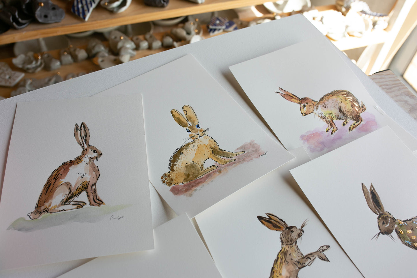 Artemis the Hare | Original watercolour | Unframed with matt board