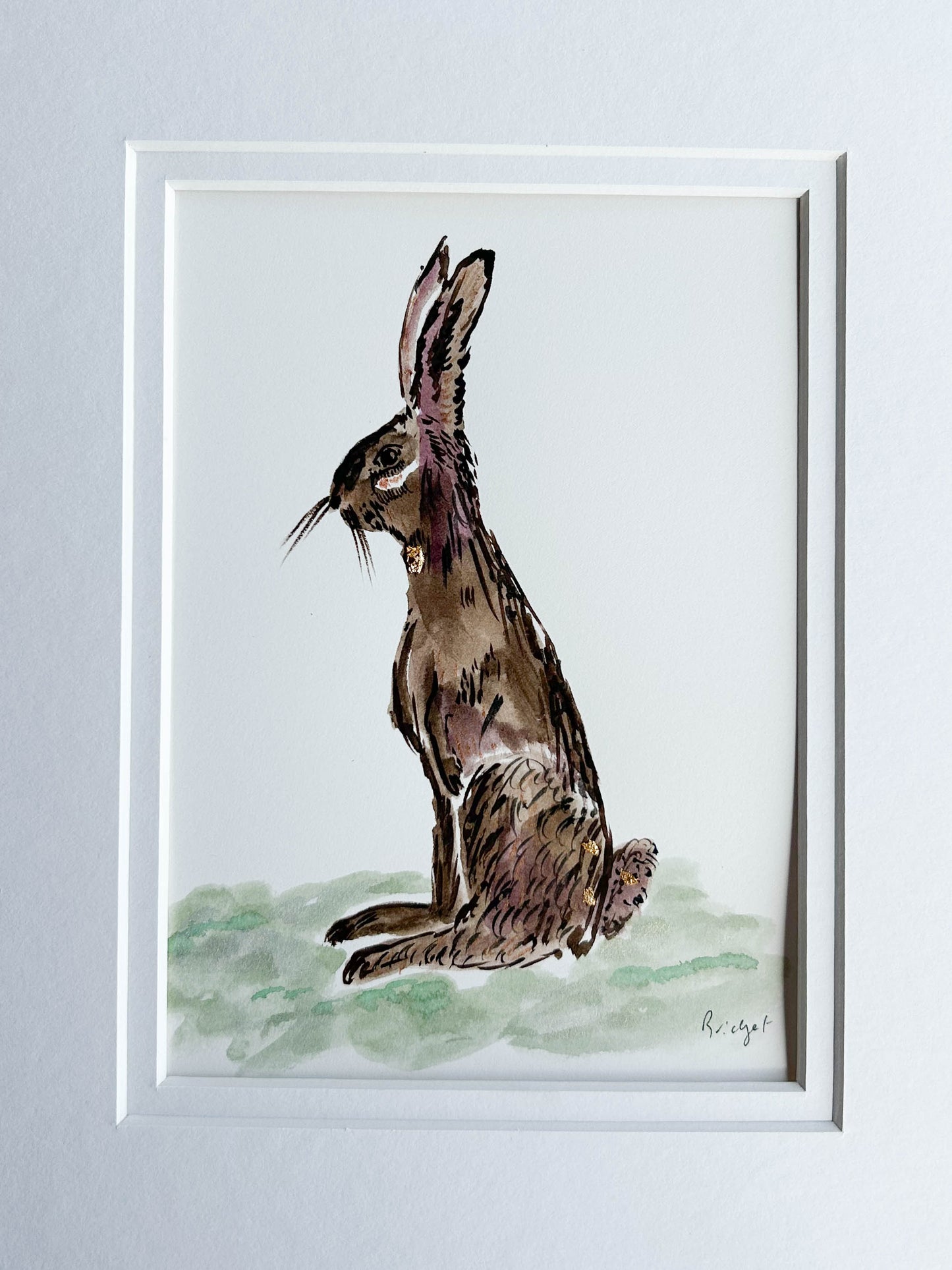 Harry the Hare | Original watercolour | Unframed with matt board