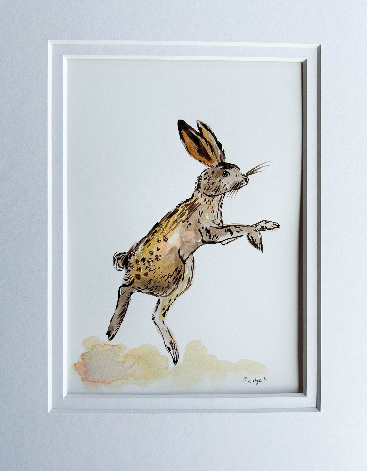 Hazel the Hare | Original watercolour | Unframed with matt board