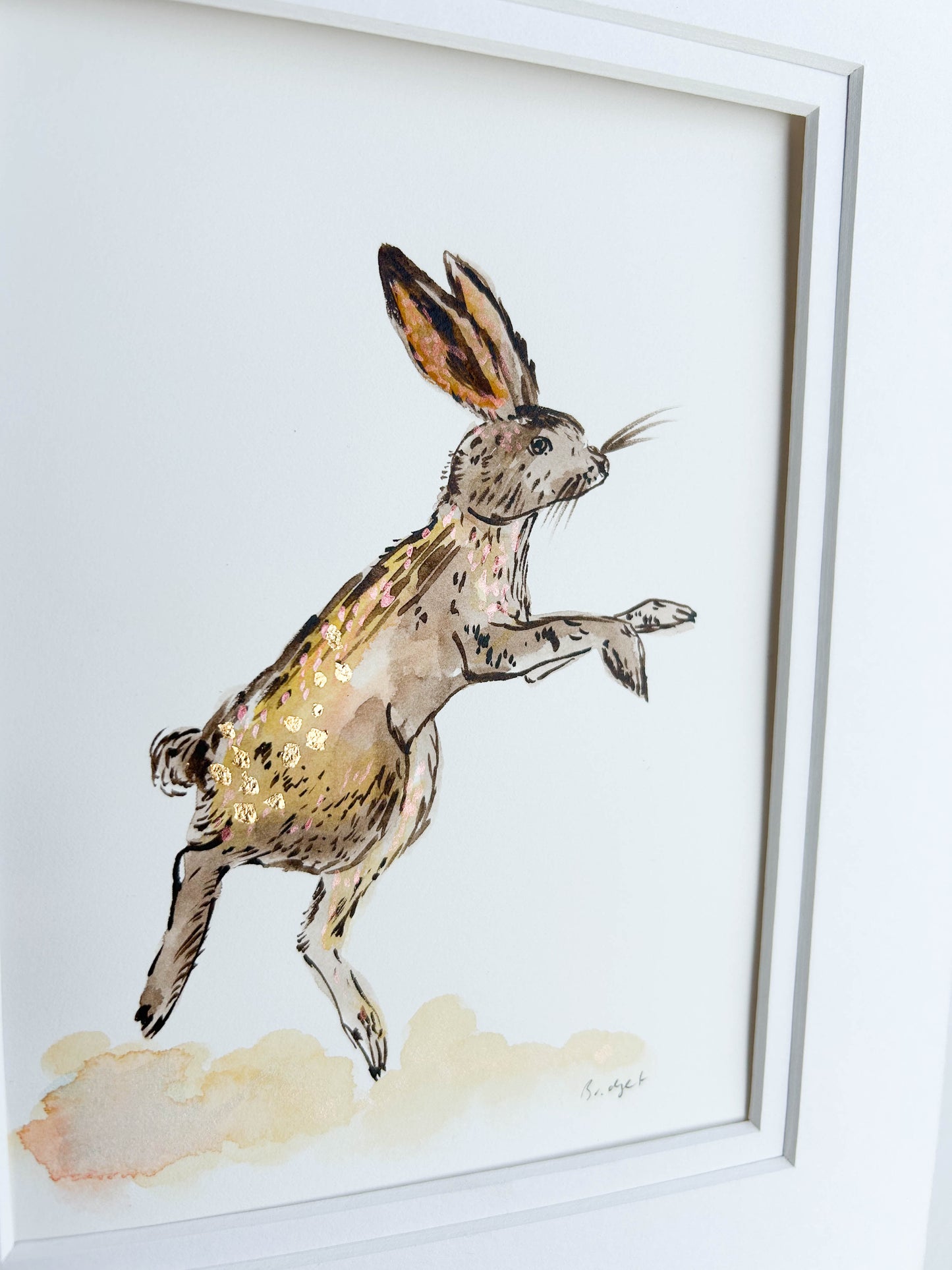 Hazel the Hare | Original watercolour | Unframed with matt board