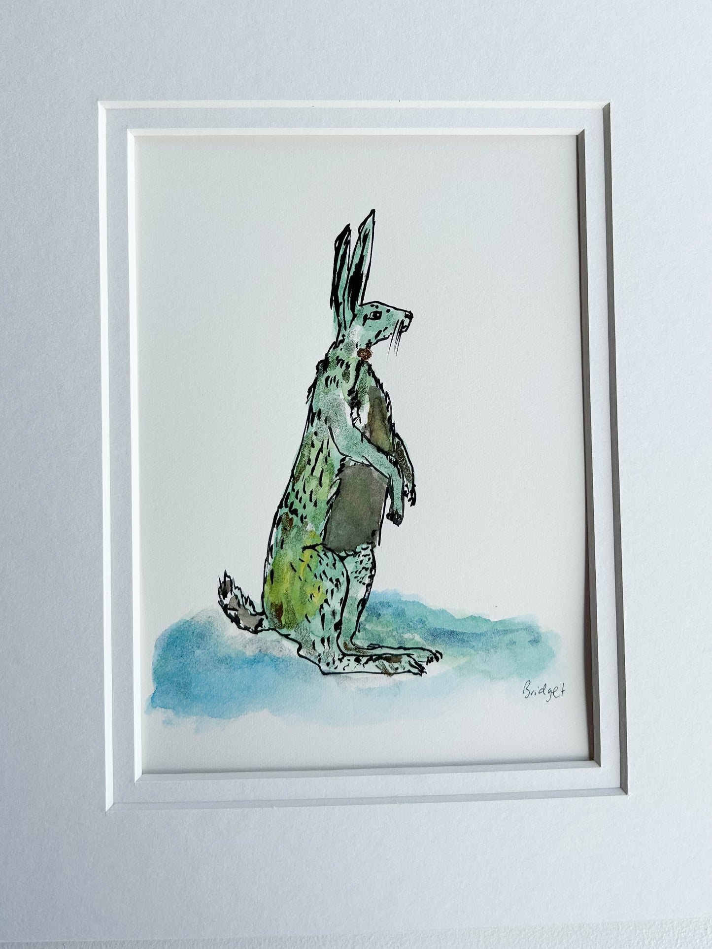 Hopper the Hare | Original watercolour | Unframed with matt board