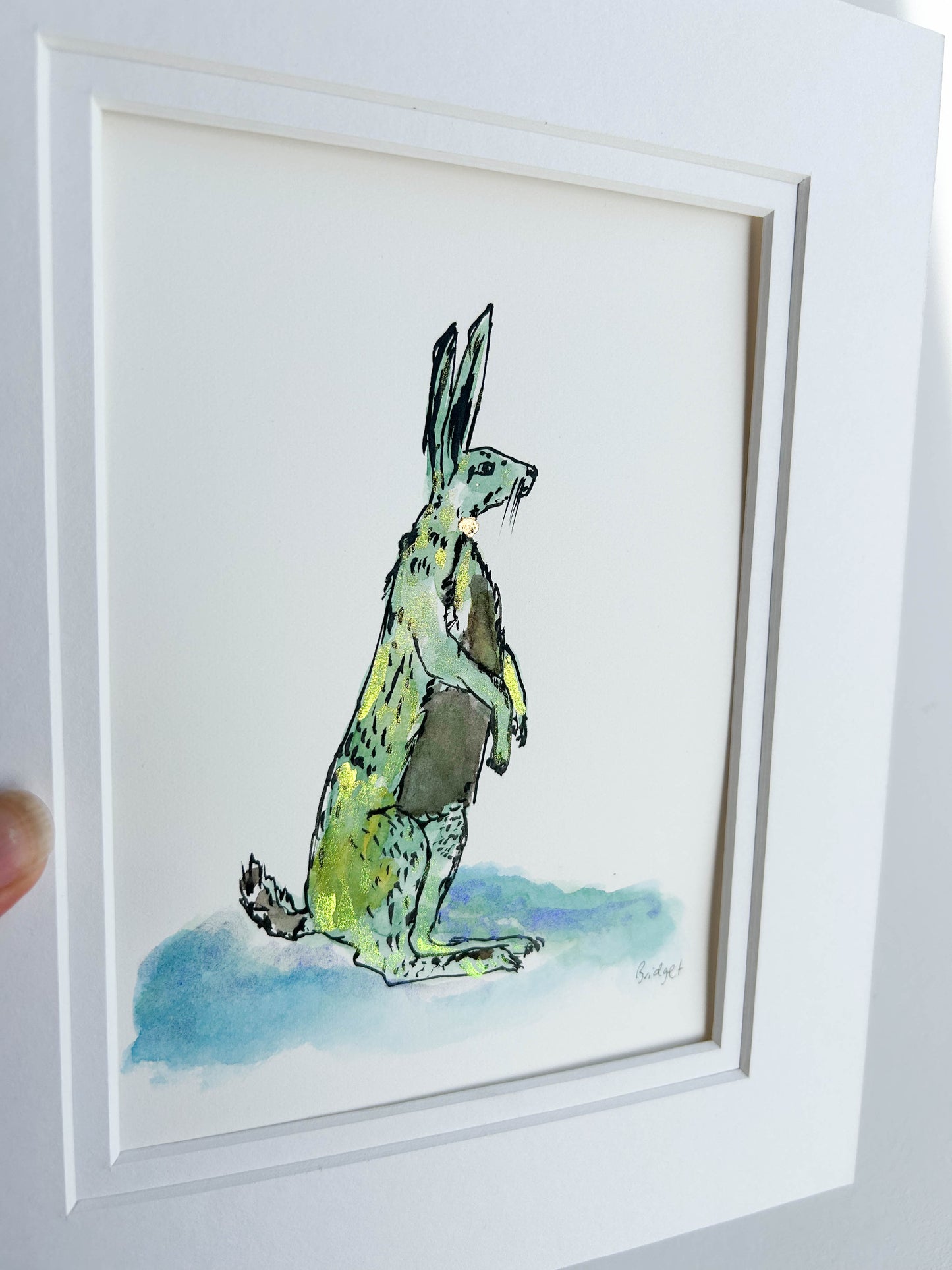 Hopper the Hare | Original watercolour | Unframed with matt board
