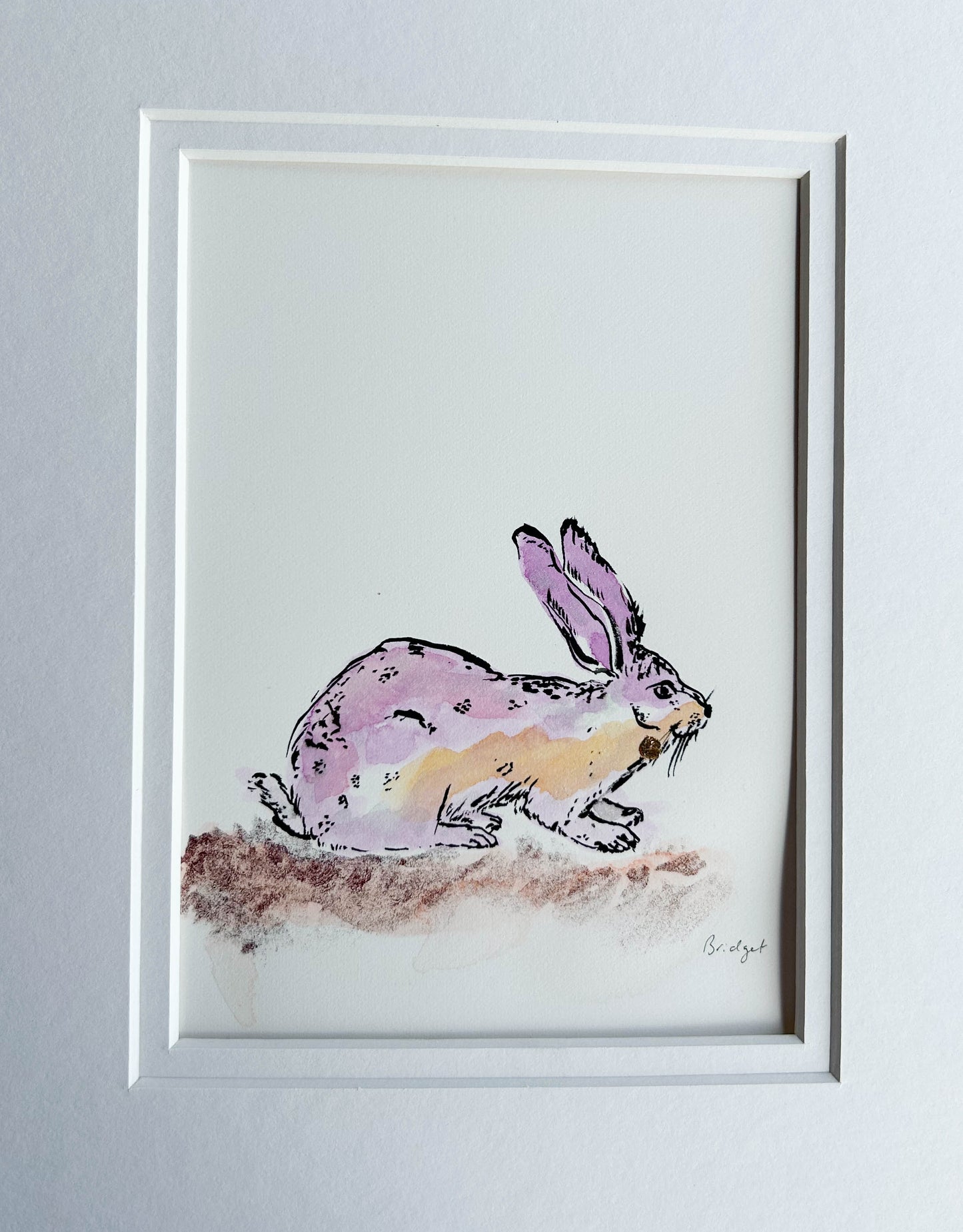 Artemis the Hare | Original watercolour | Unframed with matt board