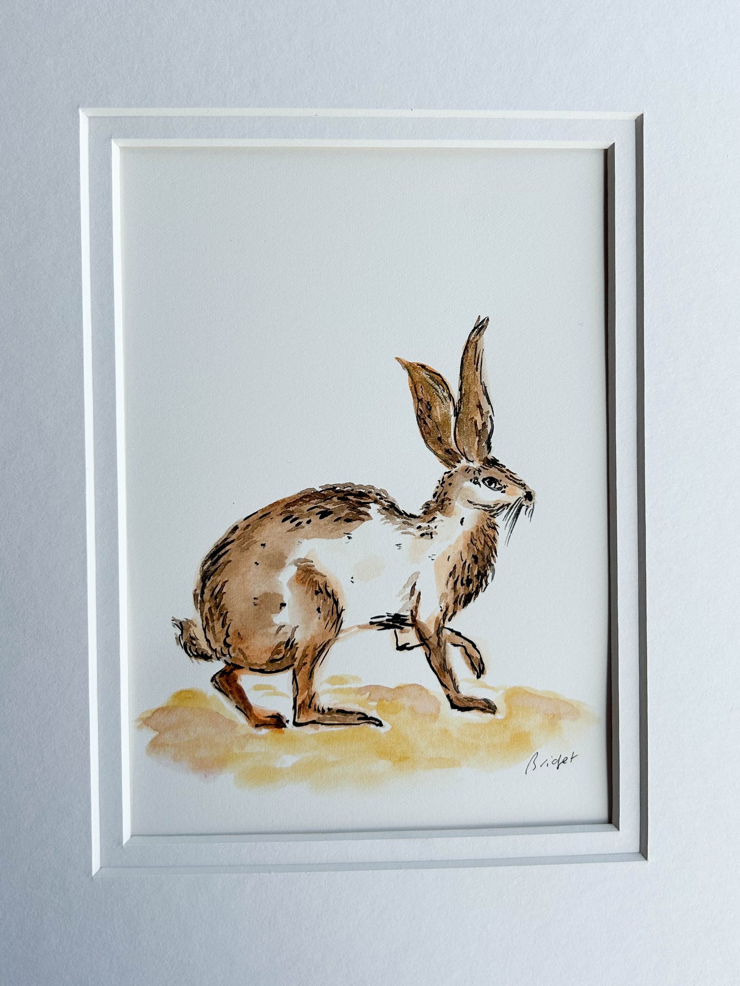 Henrietta the Hare | Original watercolour | Unframed with matt board
