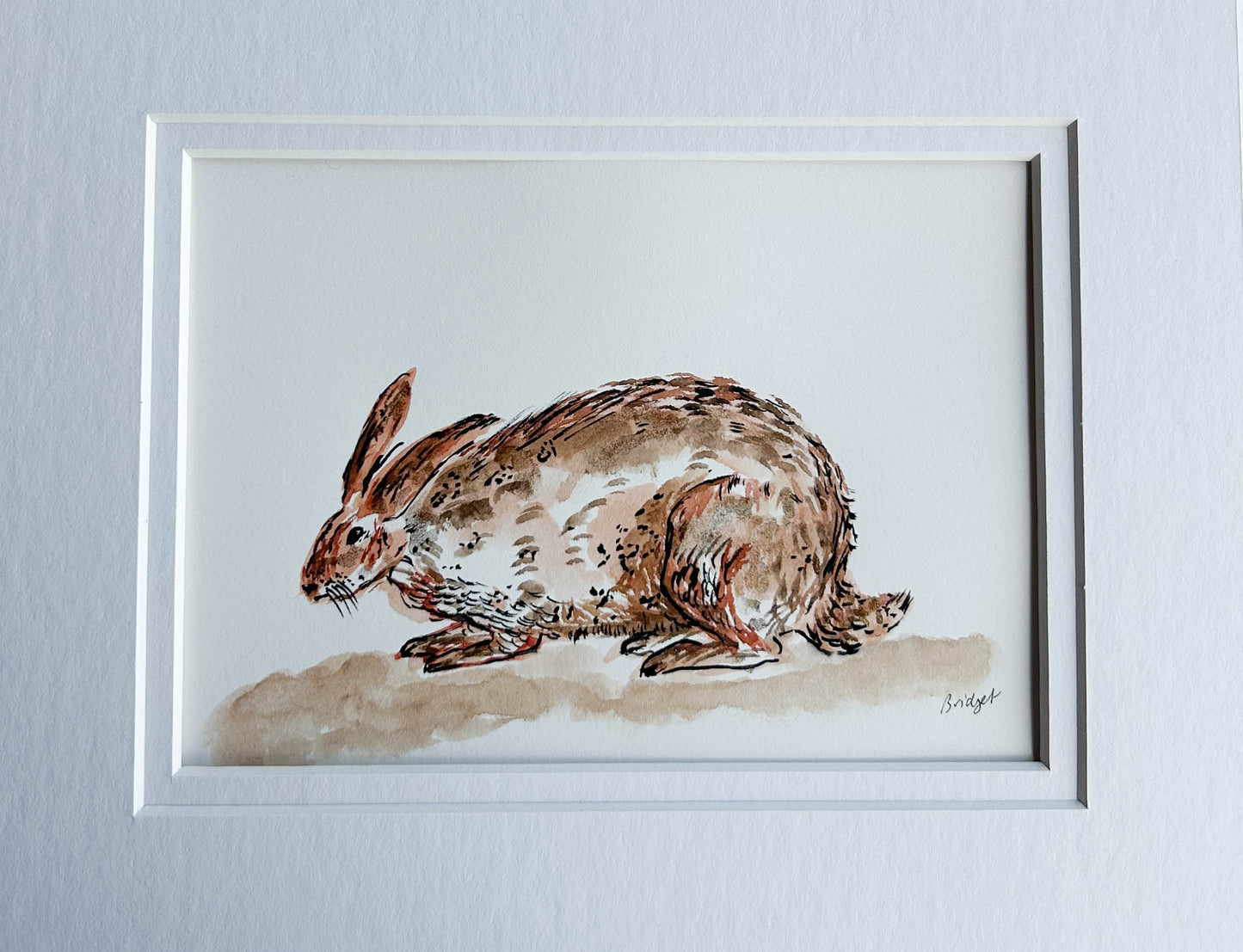 Ruby the Hare | Original watercolour | Unframed with matt board