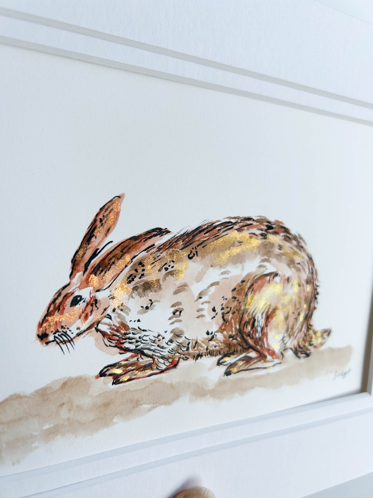 Ruby the Hare | Original watercolour | Unframed with matt board