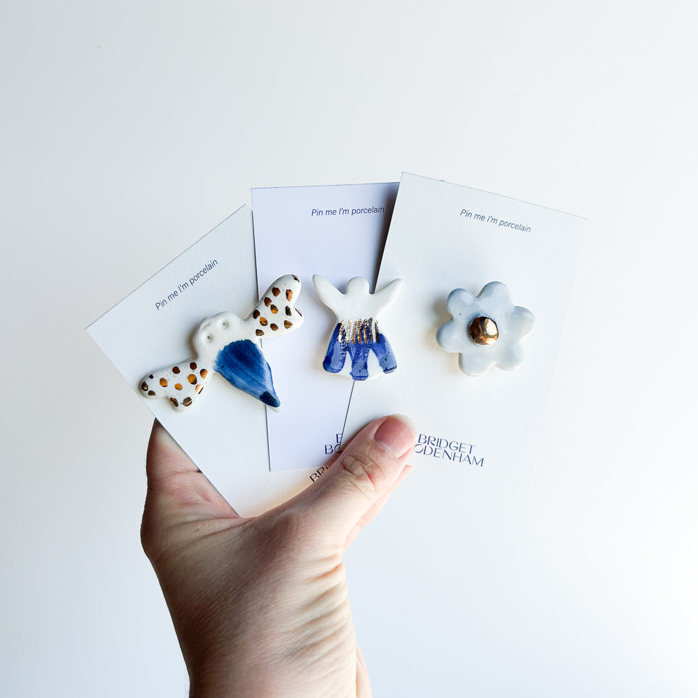 Porcelain pin set of 3