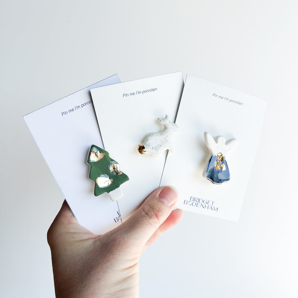 Porcelain pin set of 3