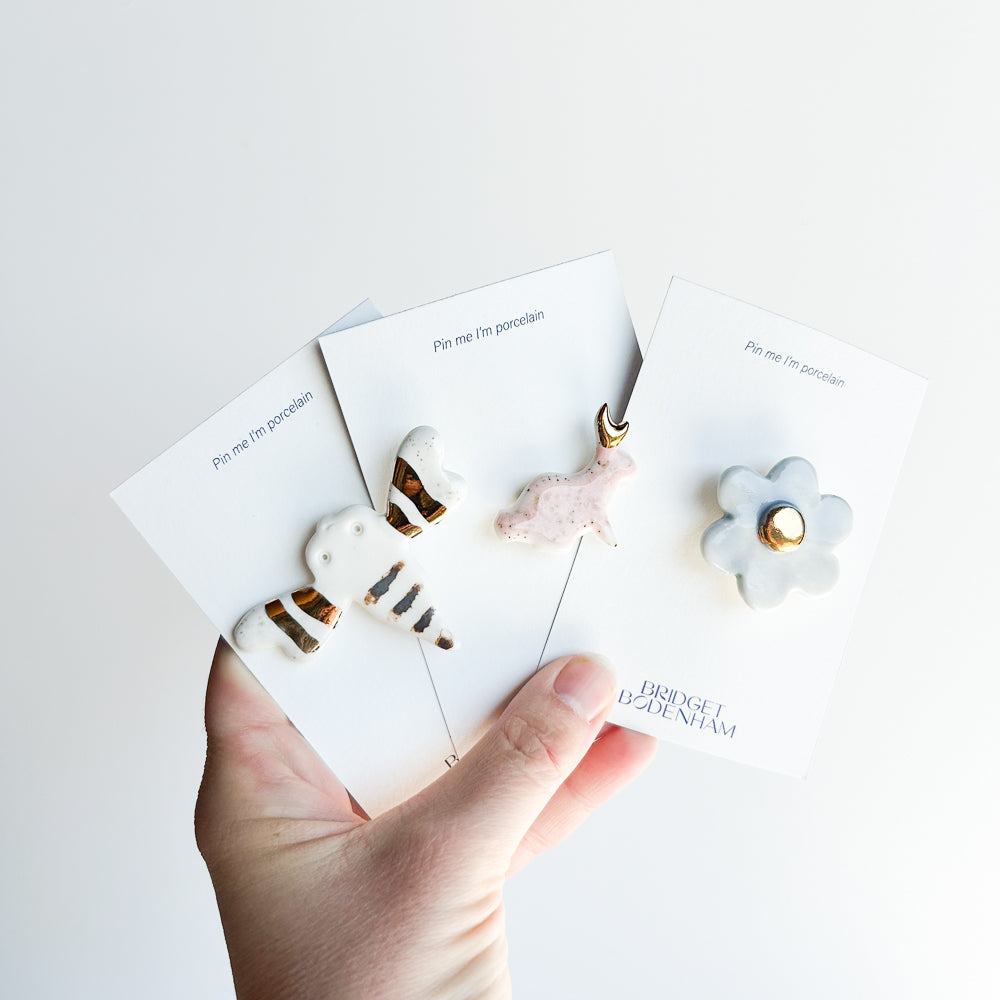 Porcelain pin set of 3