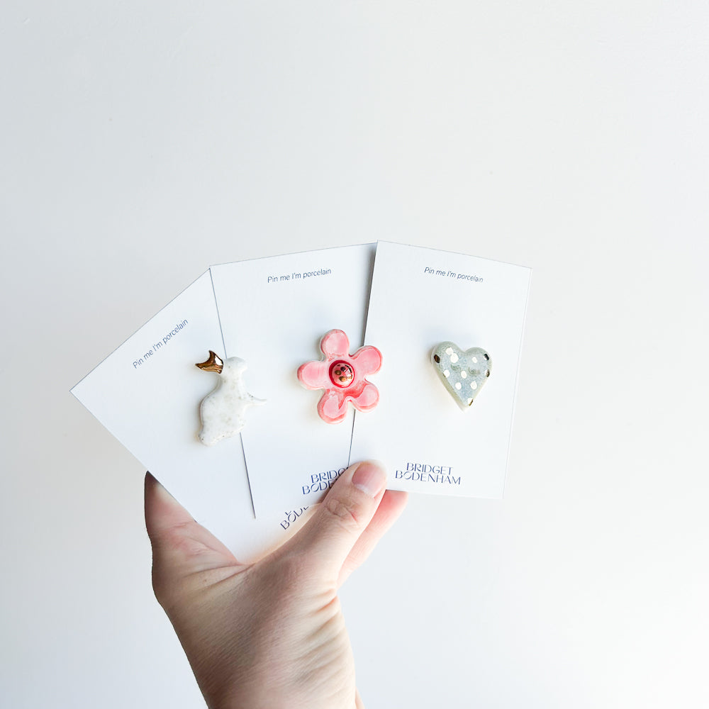 Porcelain pin set of 3