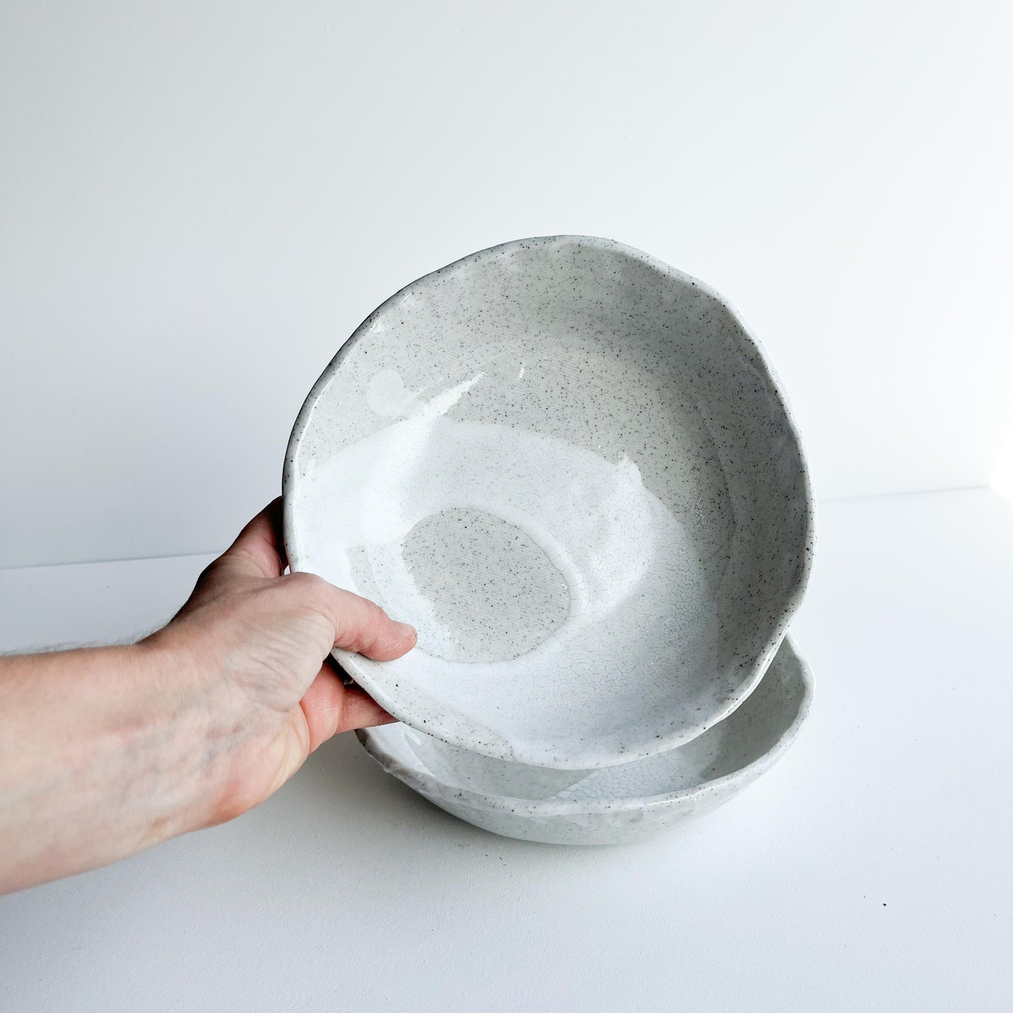Matt hand pinched rim everyday bowl set of 2