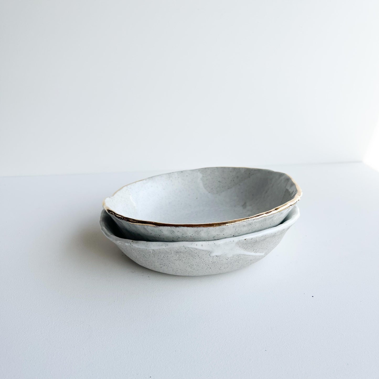Wash gold rim everyday bowl set of 2