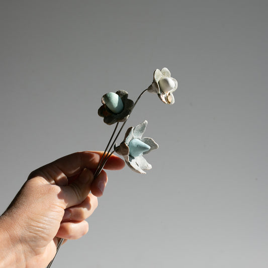 Set of three ceramic flowers