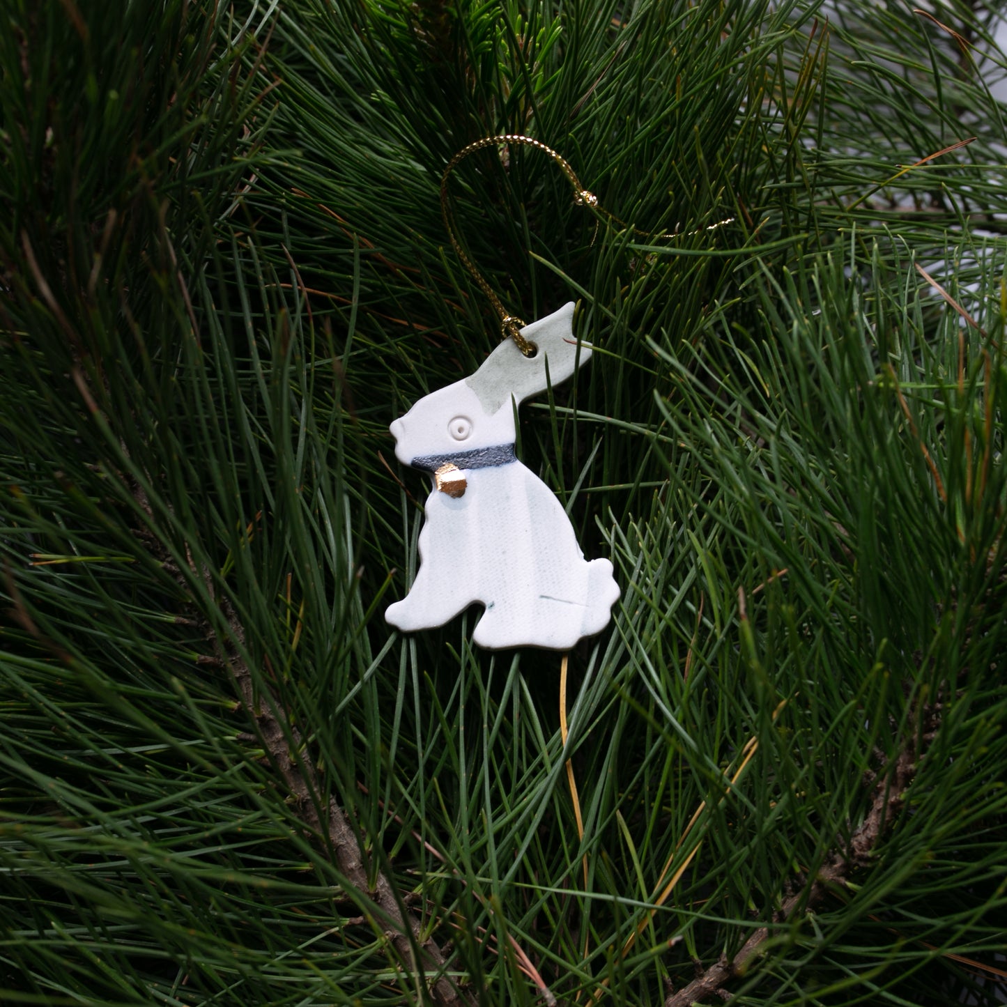 Remi the Rabbit | Porcelain Ornament | Gold spot