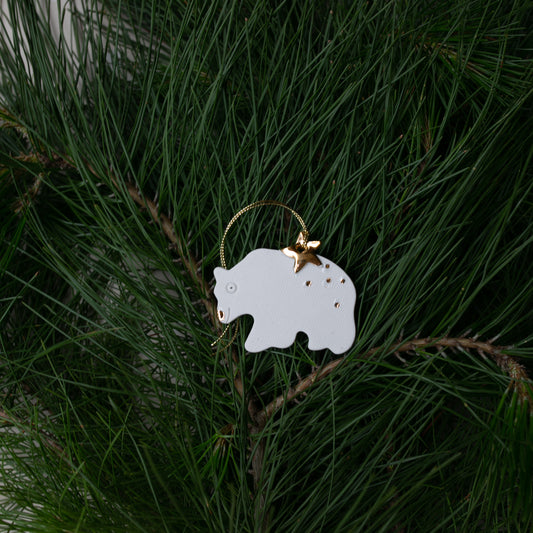 Polly the polar Bear  | Porcelain Ornament | Gold crown