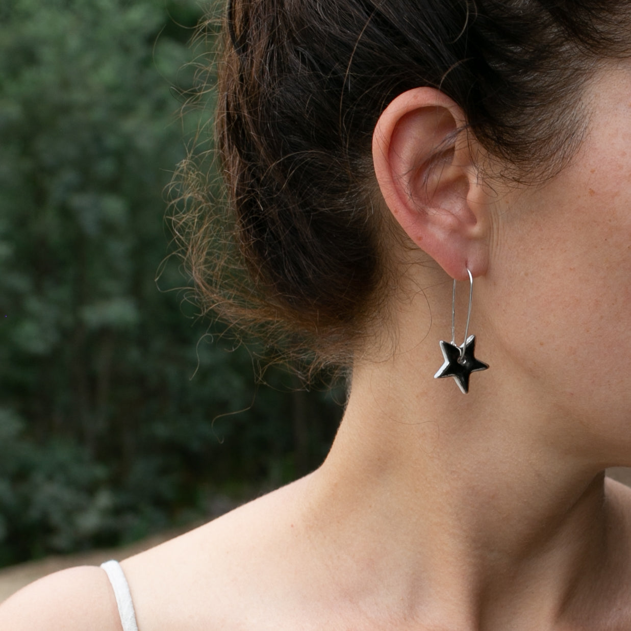 Christmas star earrings | Porcelain | Silver