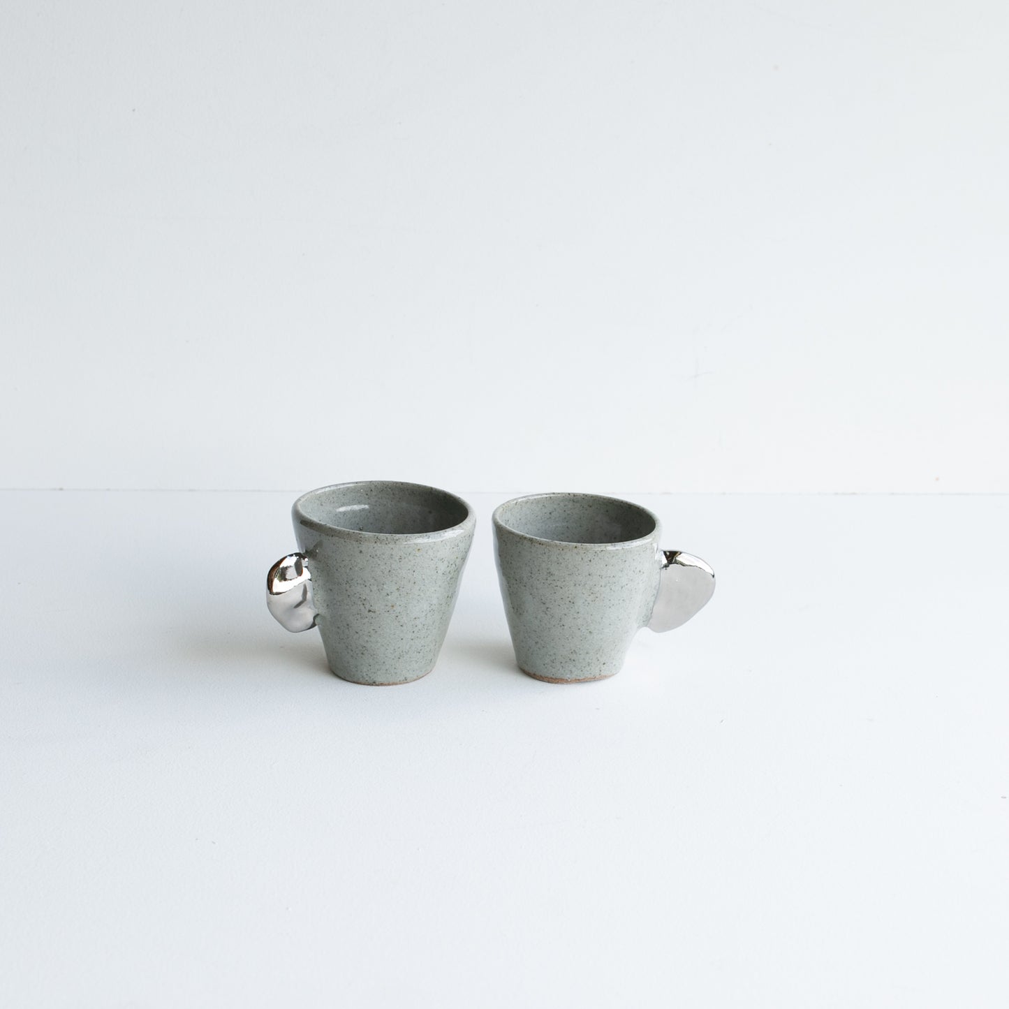 Two piece Espresso set cup Silver