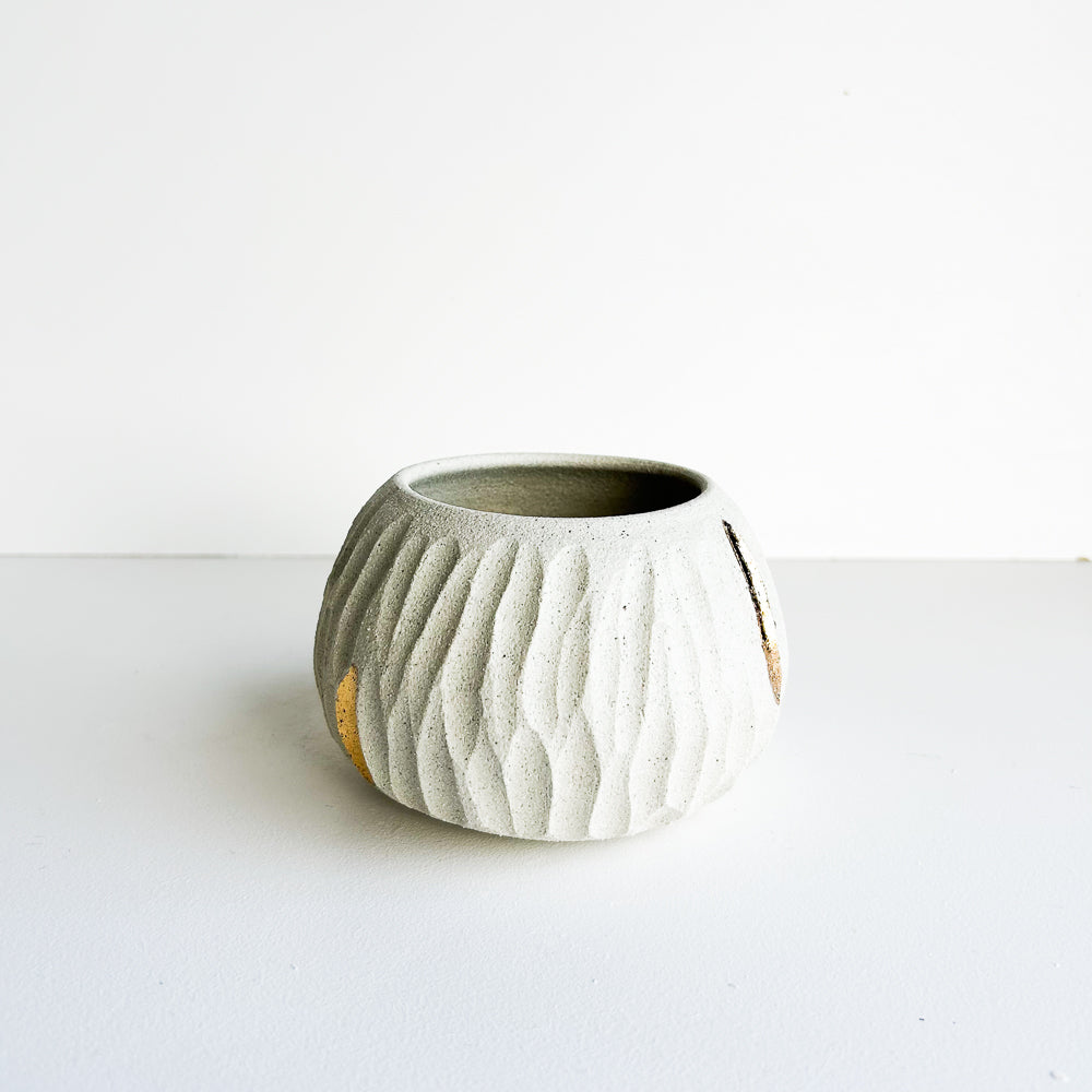 Hand-Carved Stoneware Planter