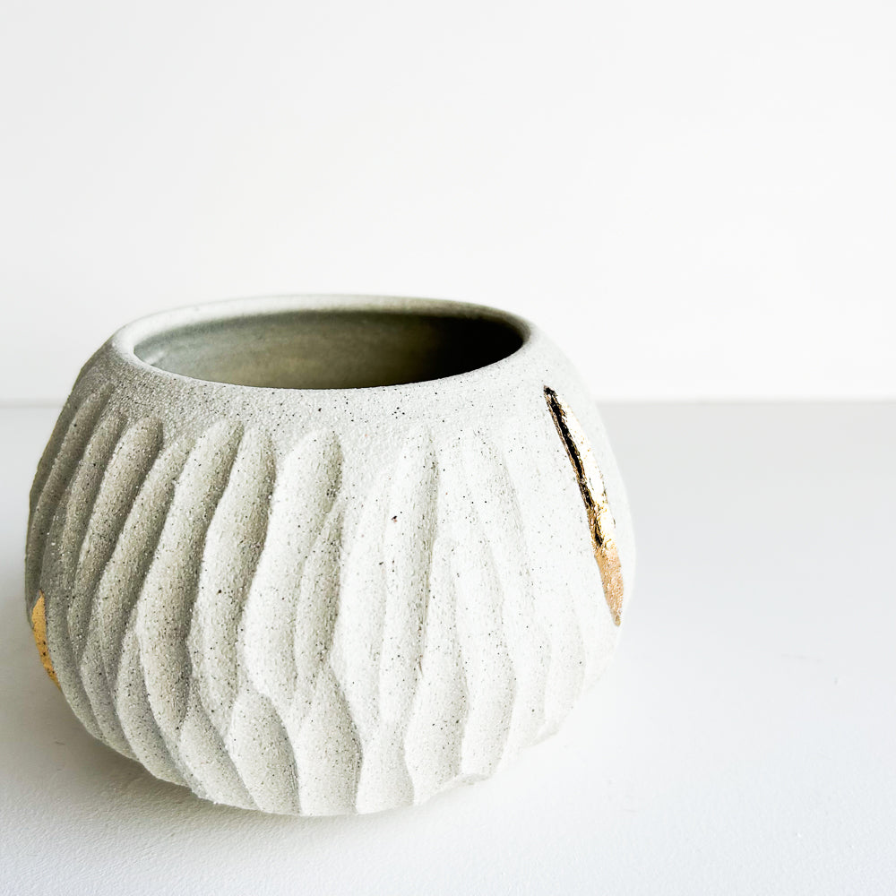 Hand-Carved Stoneware Planter