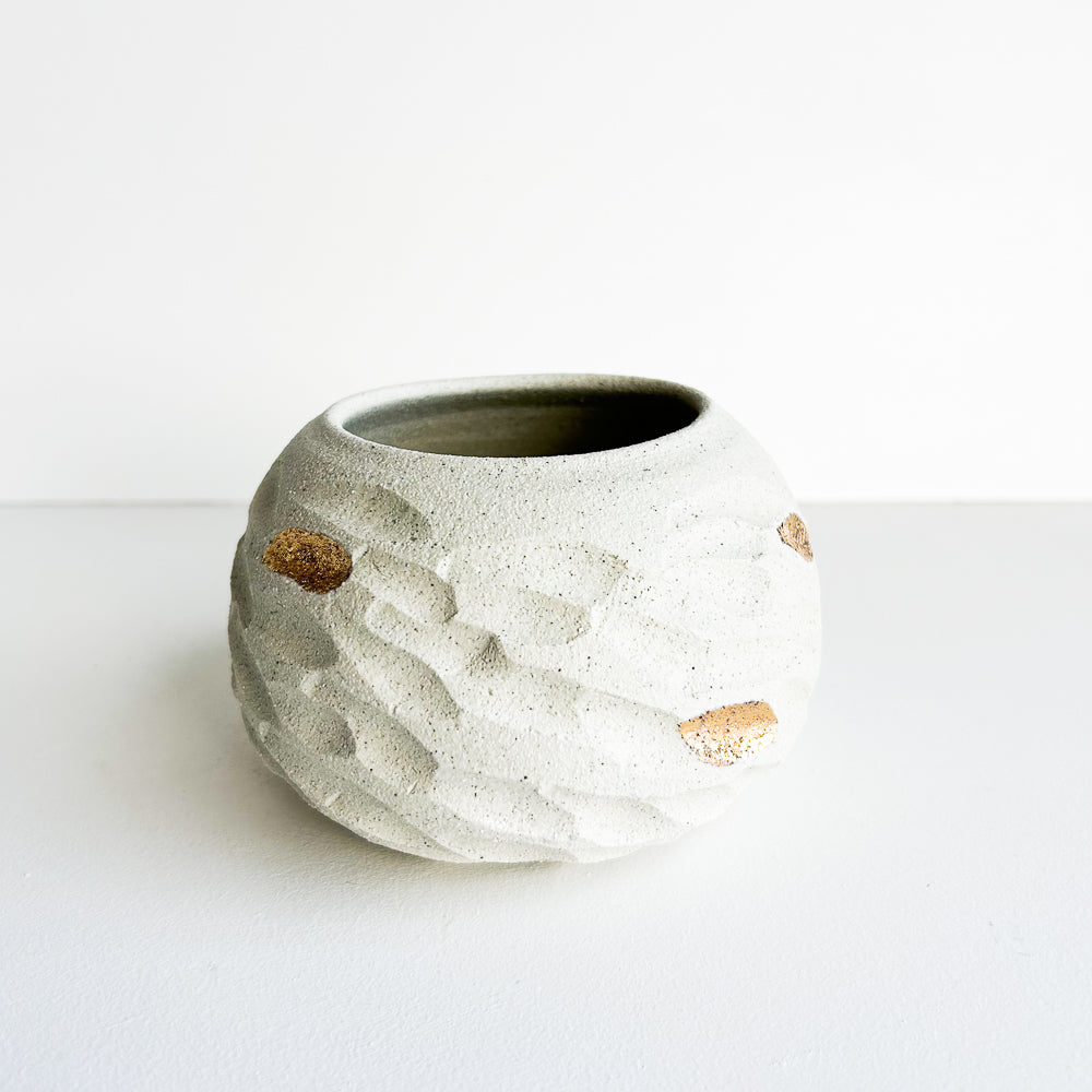 Hand-Carved Stoneware Planter