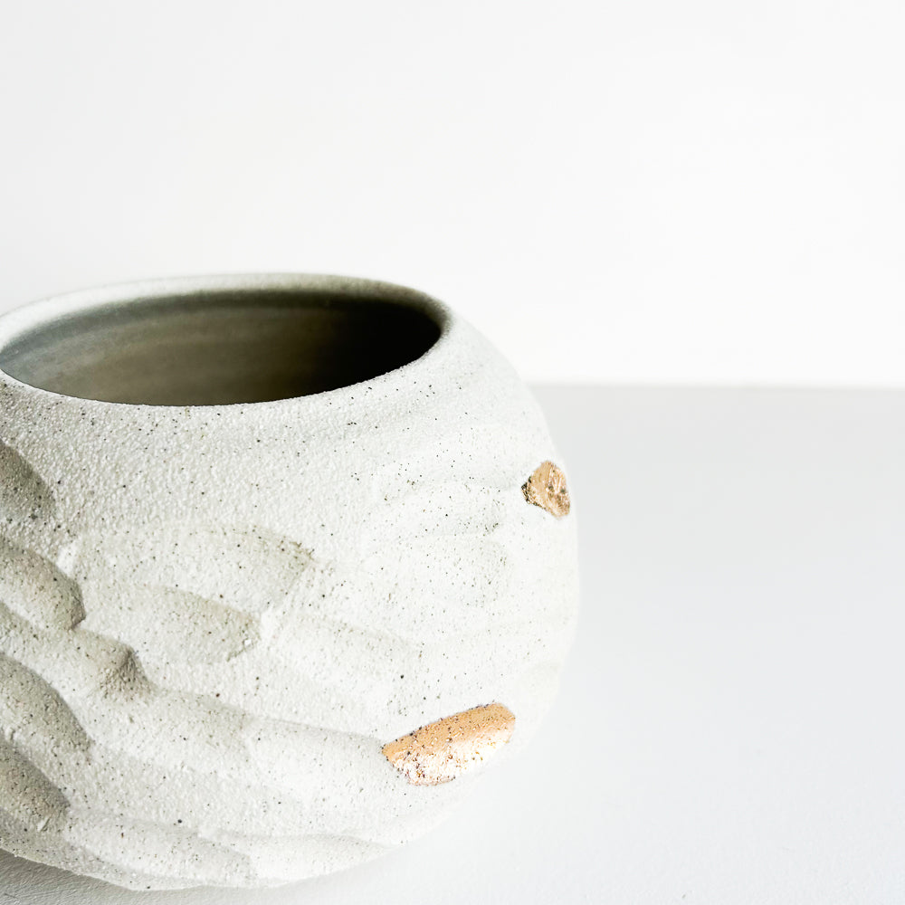 Hand-Carved Stoneware Planter