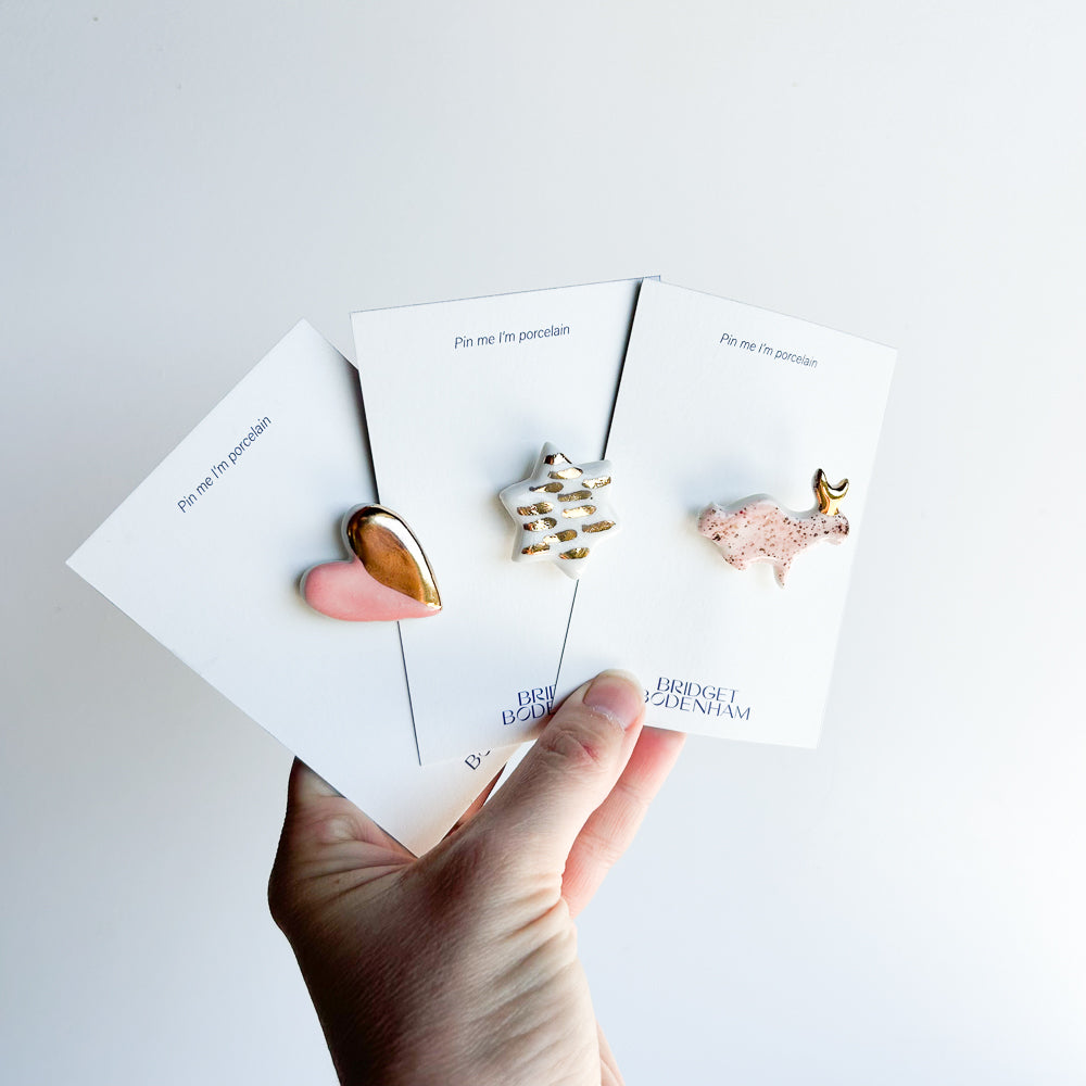 Porcelain pin set of 3