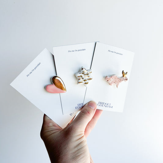 Porcelain pin set of 3