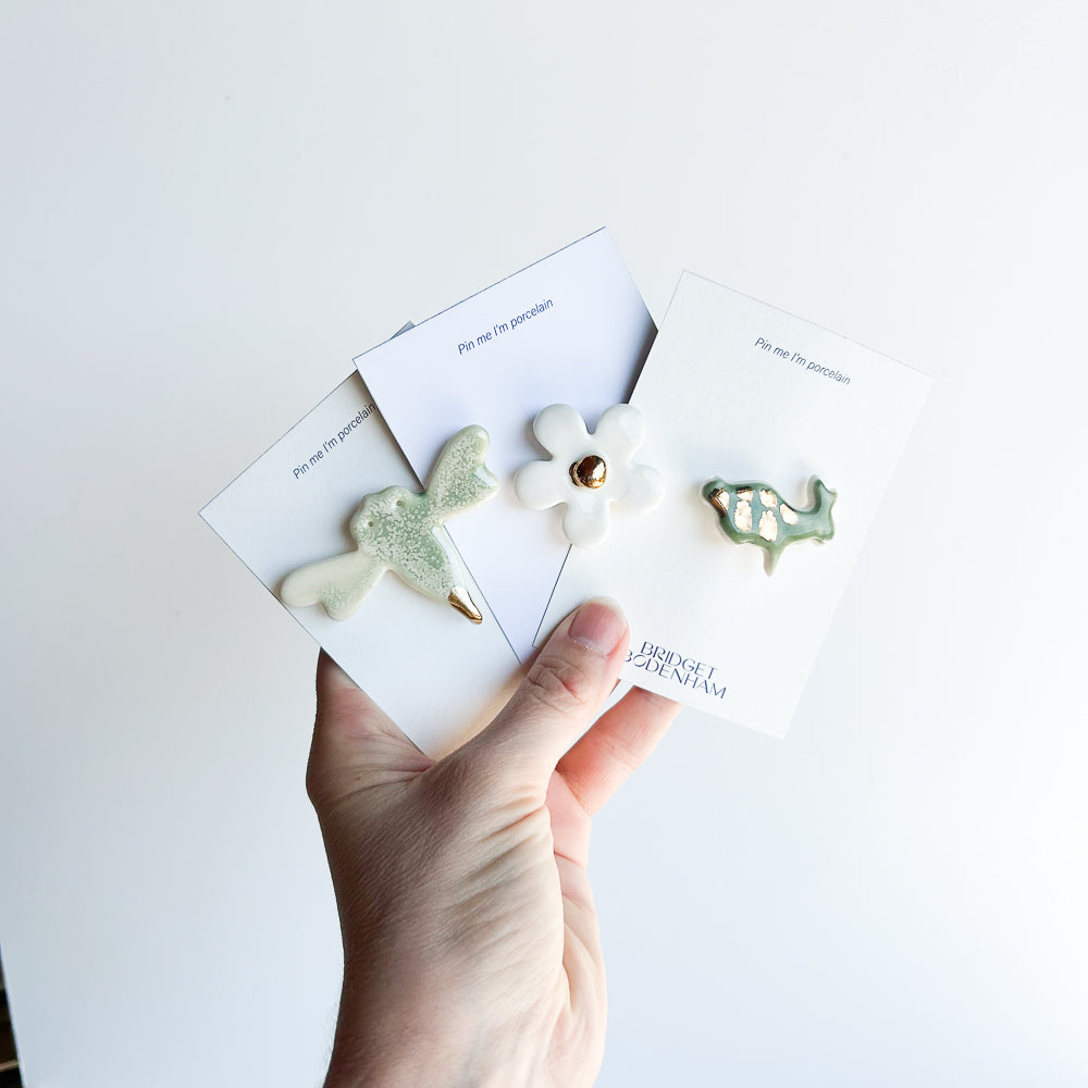Porcelain pin set of 3
