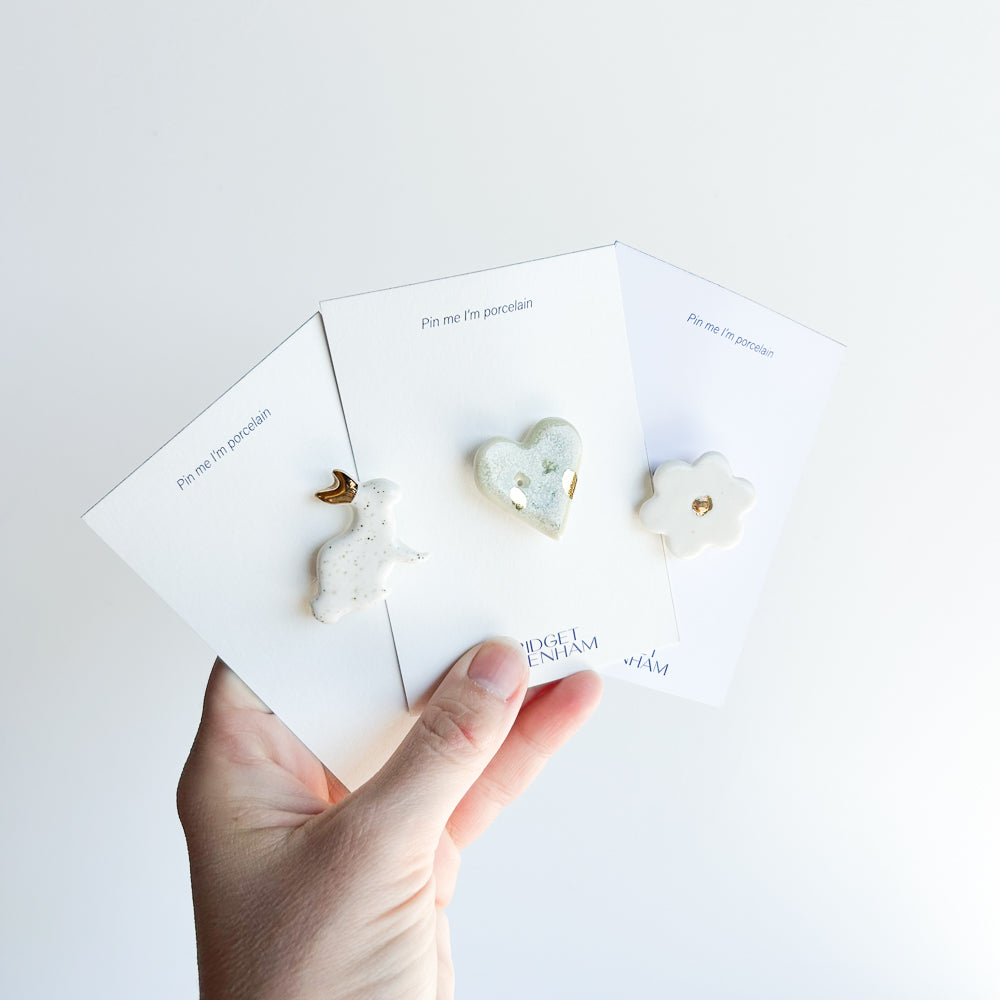 Porcelain pin set of 3