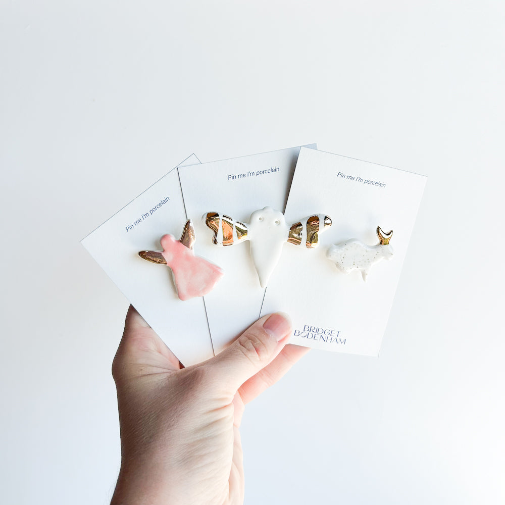 Porcelain pin set of 3
