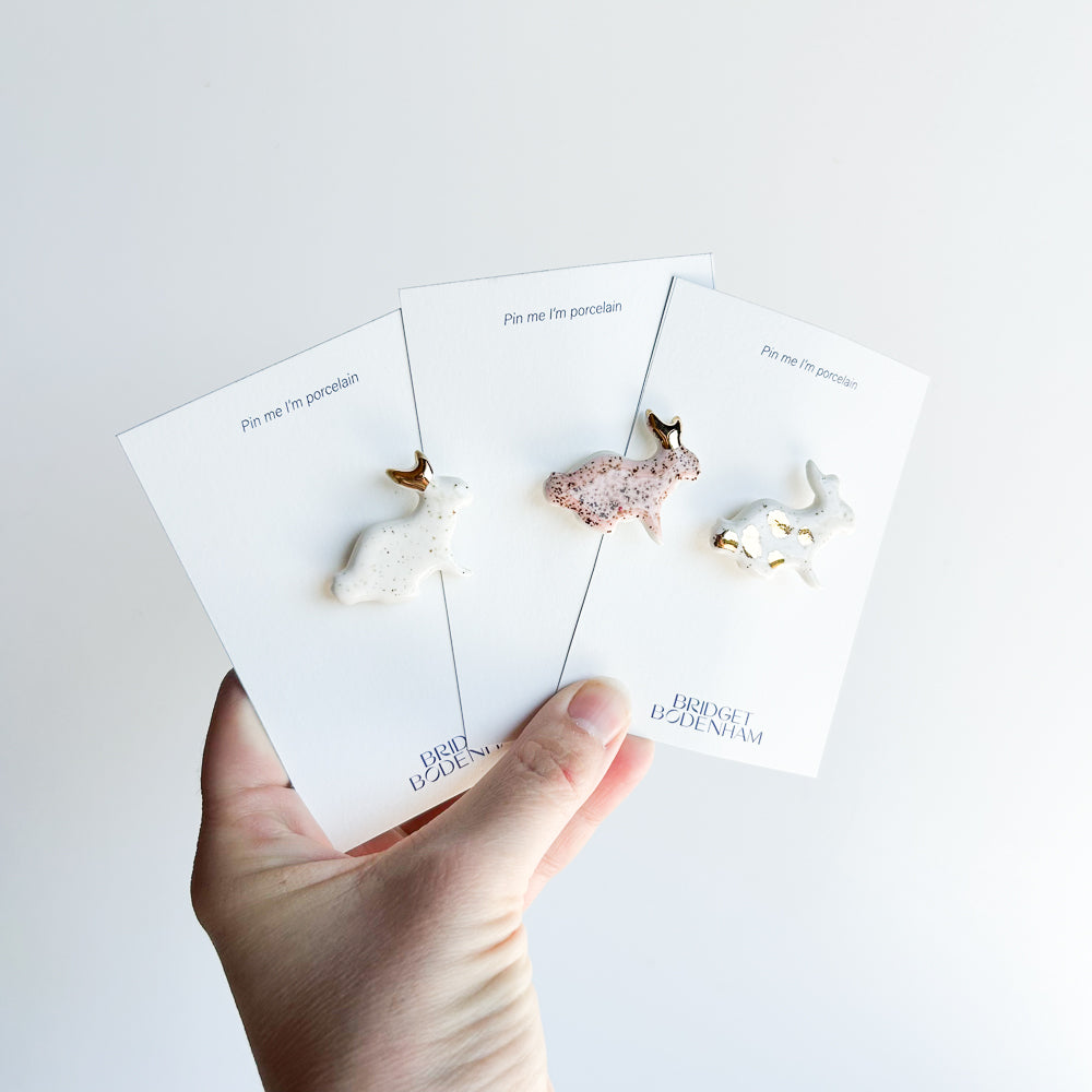 Porcelain pin set of 3