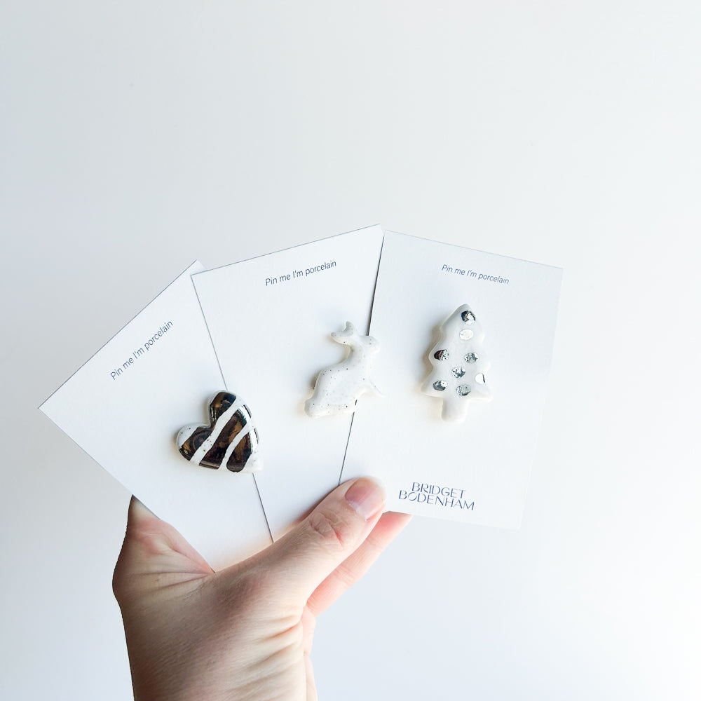 Porcelain pin set of 3