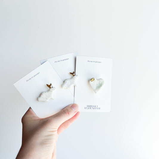 Porcelain pin set of 3