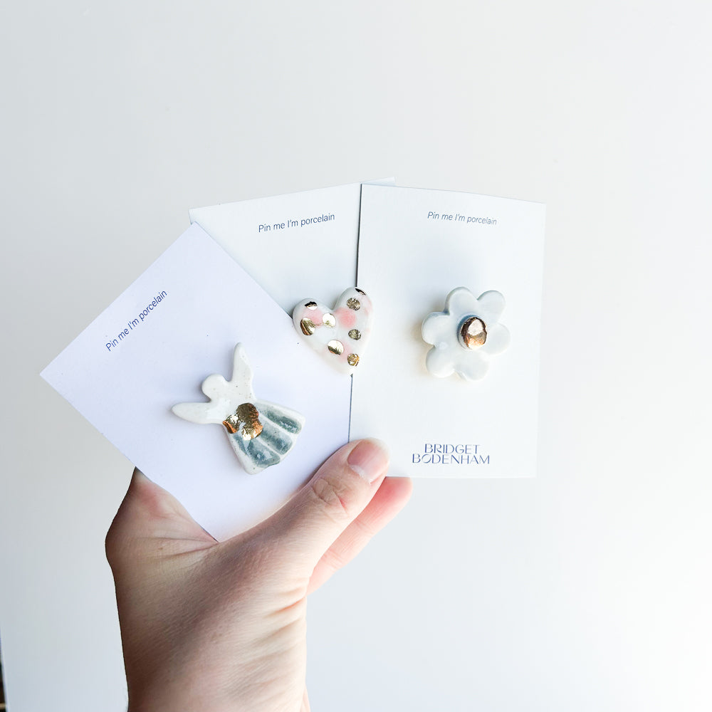 Porcelain pin set of 3