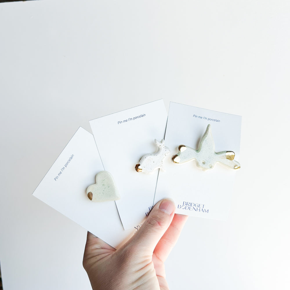 Porcelain pin set of 3