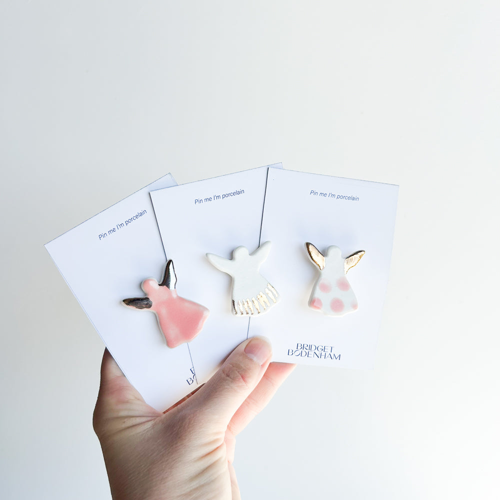 Porcelain pin set of 3
