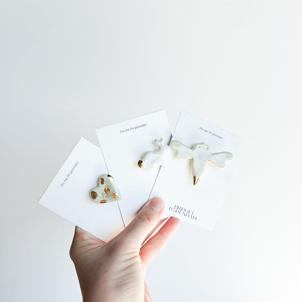 Porcelain pin set of 3