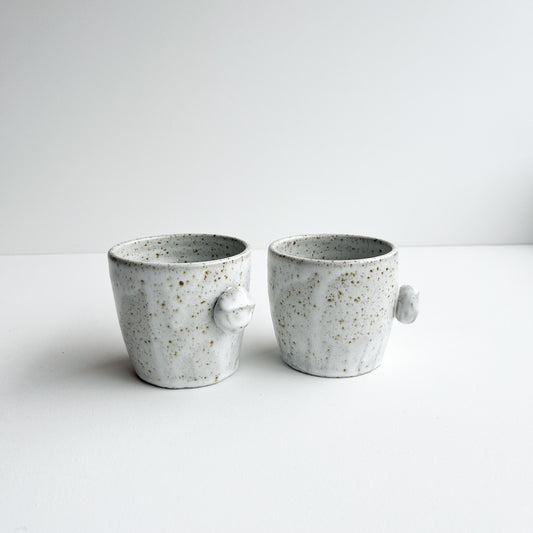 Olivia and Scarlett speckle button cups