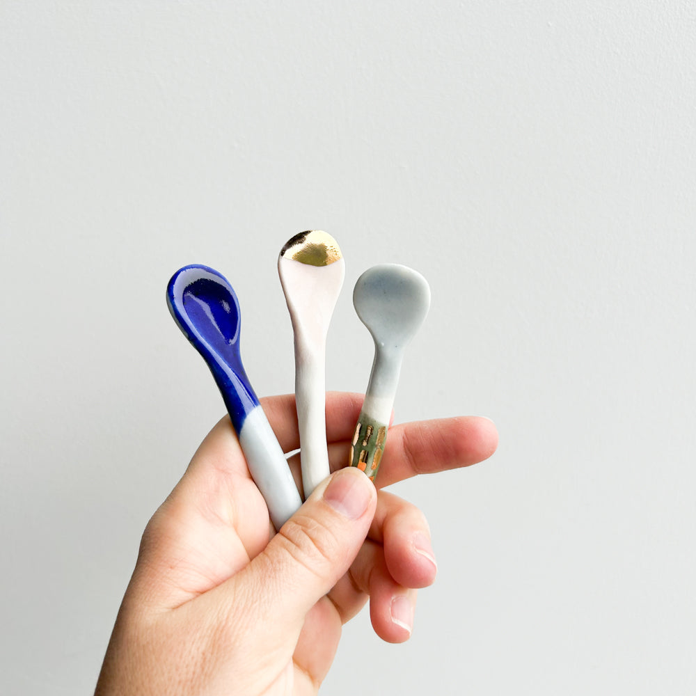 Spoon pack of three| Porcelain | Gold