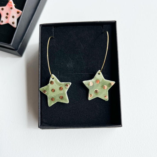 GREEN STARS | Earring Pair