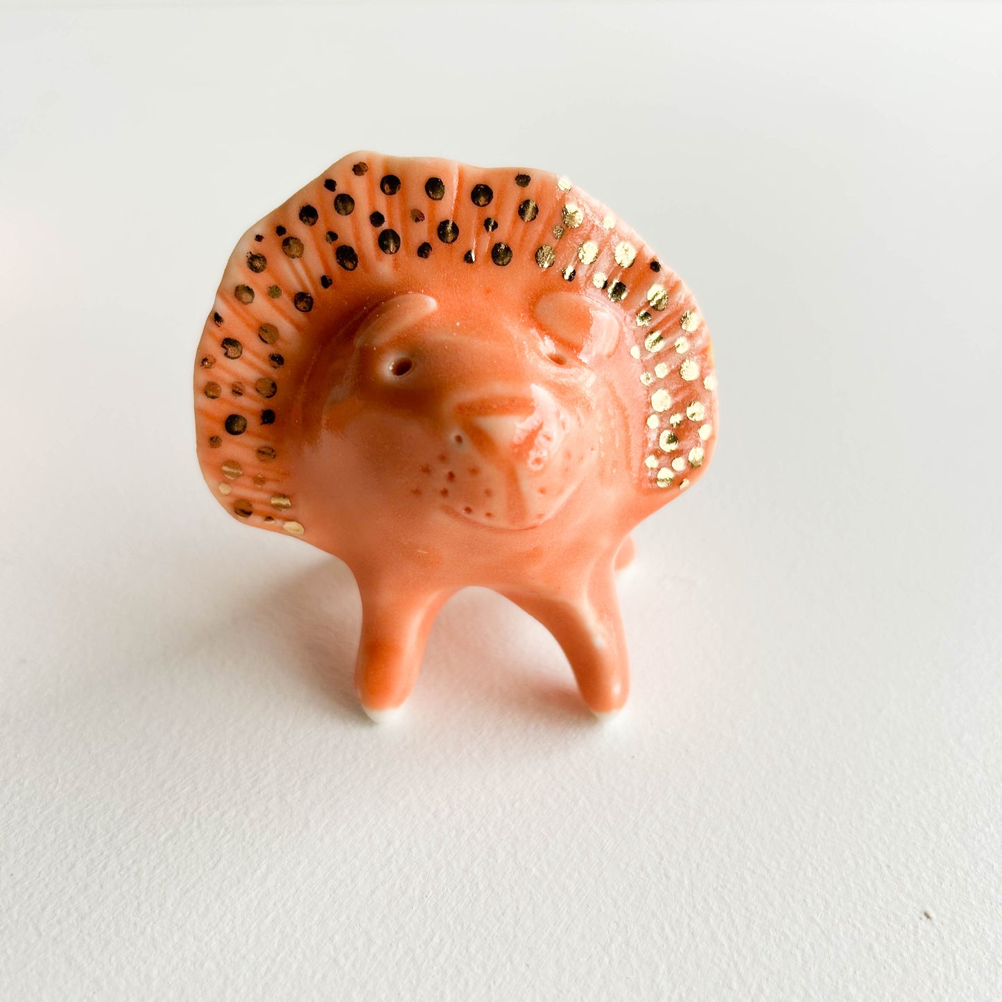 Porcelain Lion small orange GOLD SPOTTY