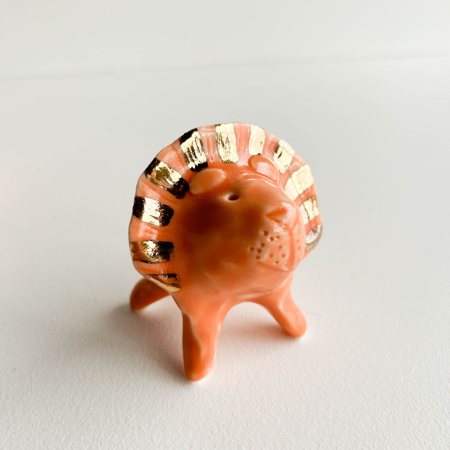 Porcelain Lion small orange GOLD STRIPE