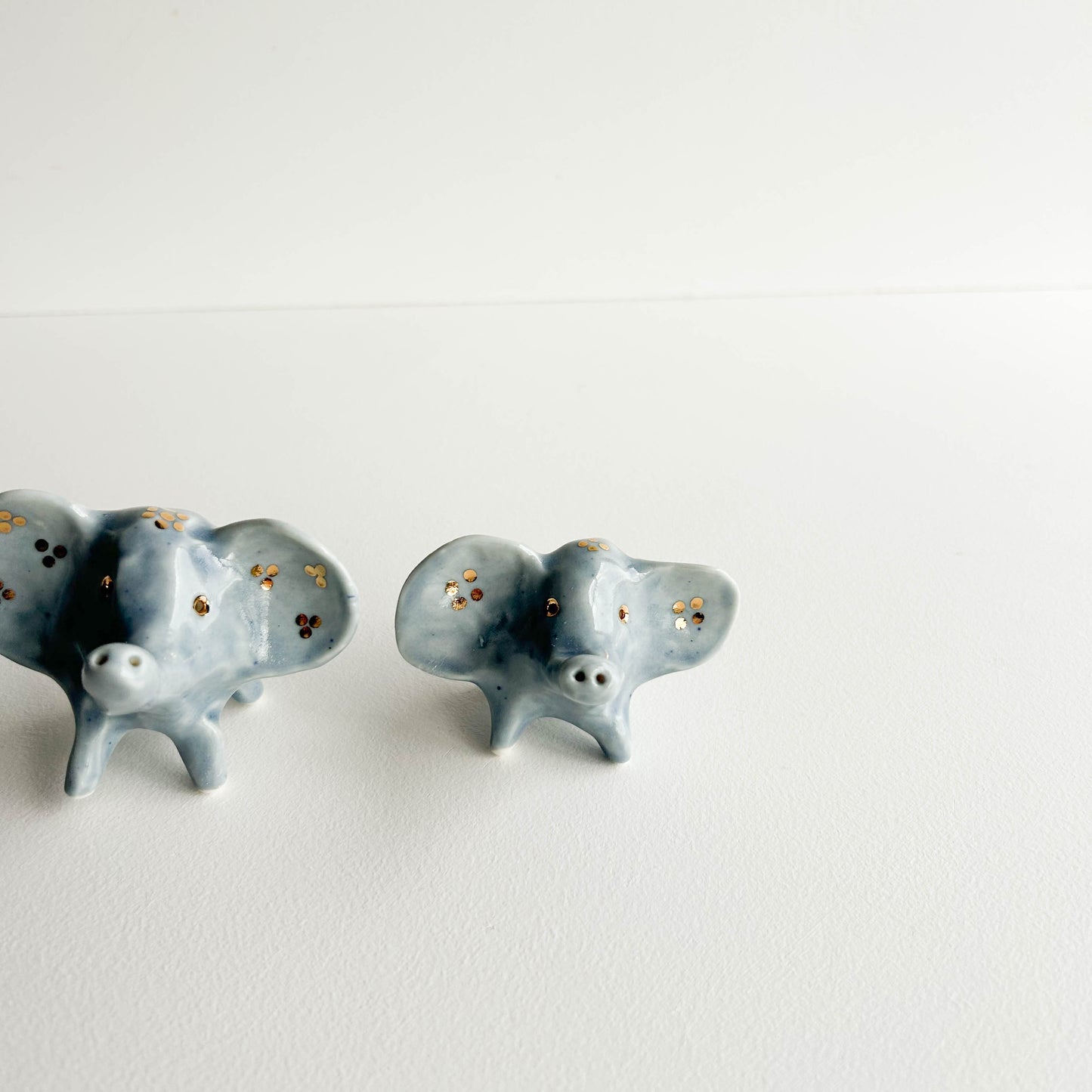 Porcelain Elephant Grey GOLD SPOTTY EAR