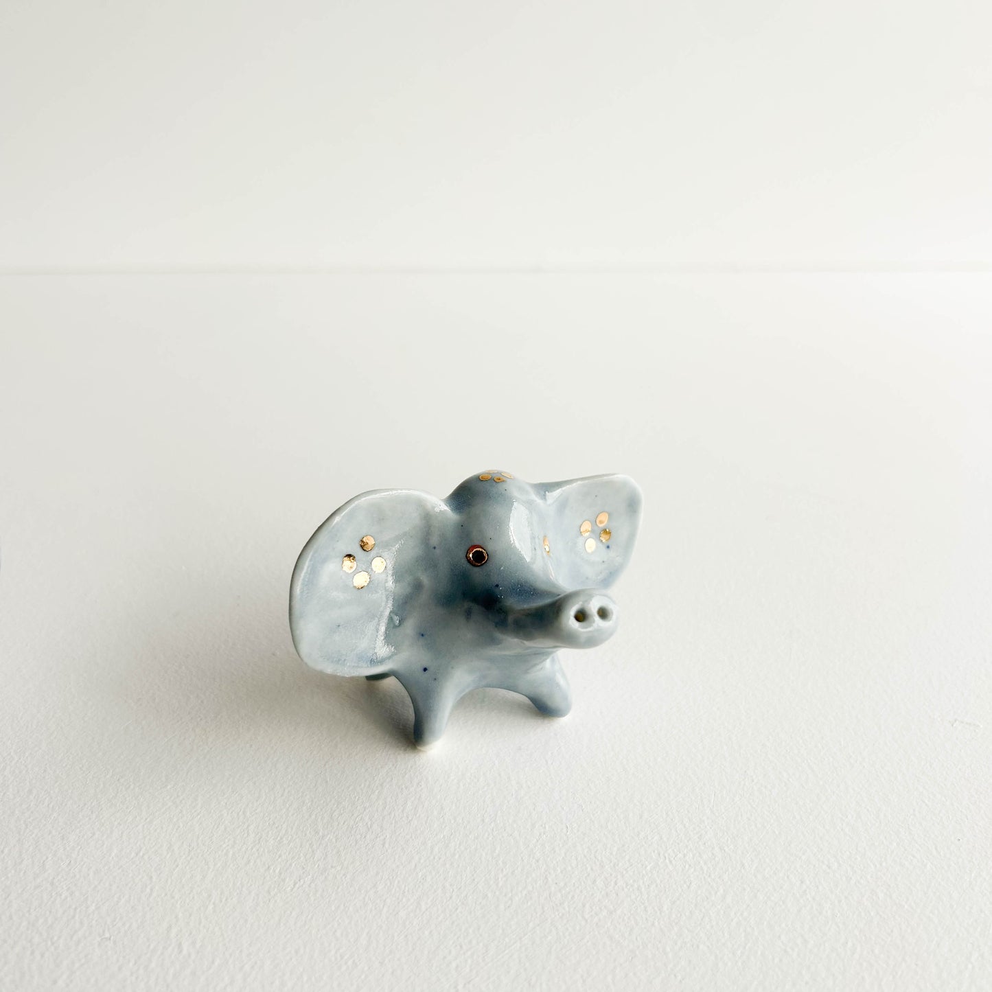 Porcelain Elephant Grey GOLD SPOTTY EAR
