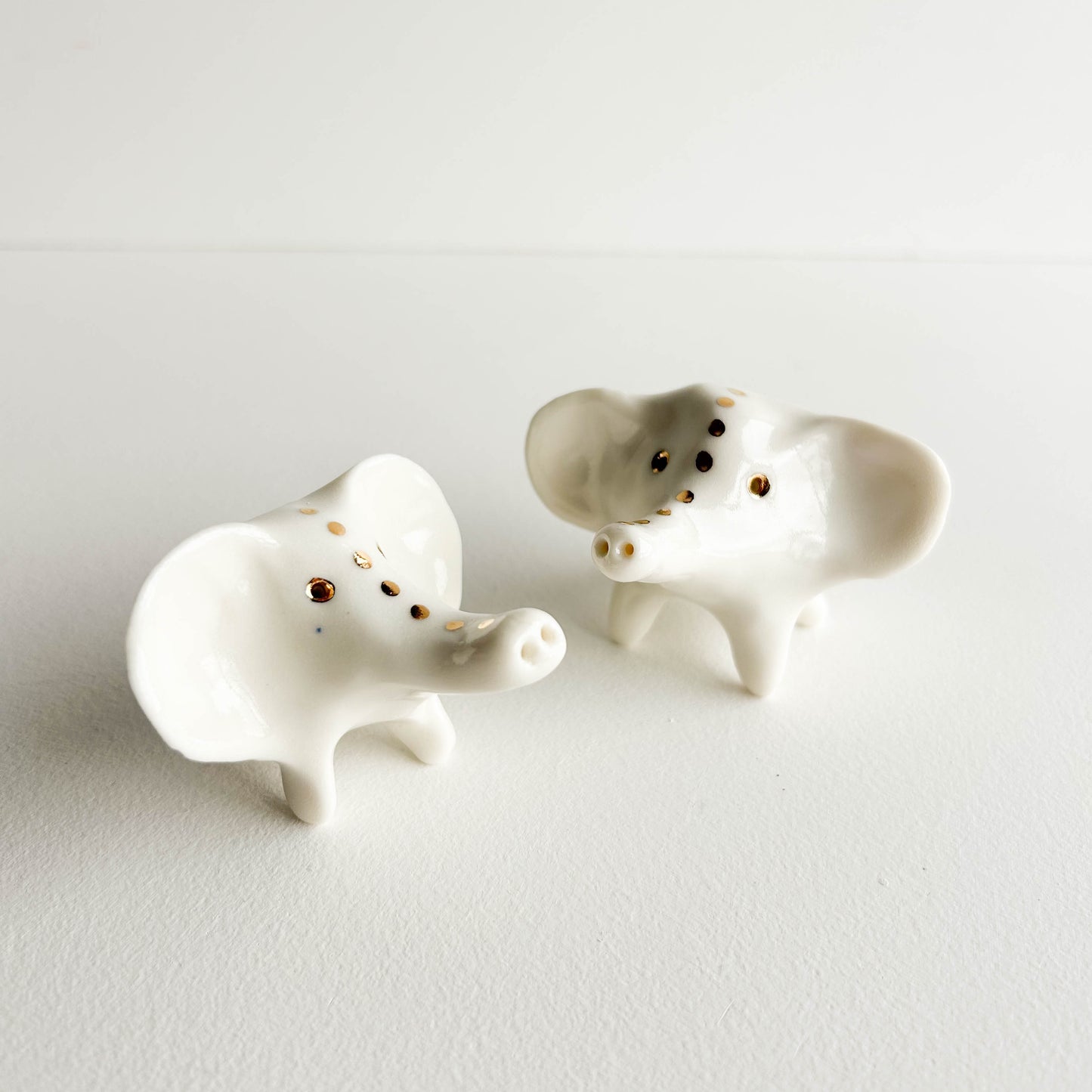 Porcelain Elephant White spotty trunk